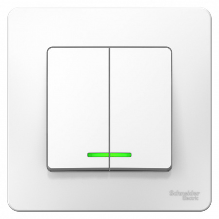 SE Blanca внутр Бел Выключатель 2-клавишный с подсветкой, 6А, 250В