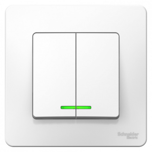 SE Blanca внутр Бел Выключатель 2-клавишный с подсветкой, 6А, 250В