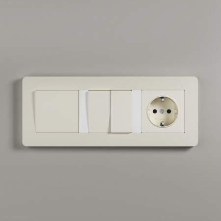 Рамка из поликарбоната на 3 поста Split айвори/белый, soft-touch W0033066