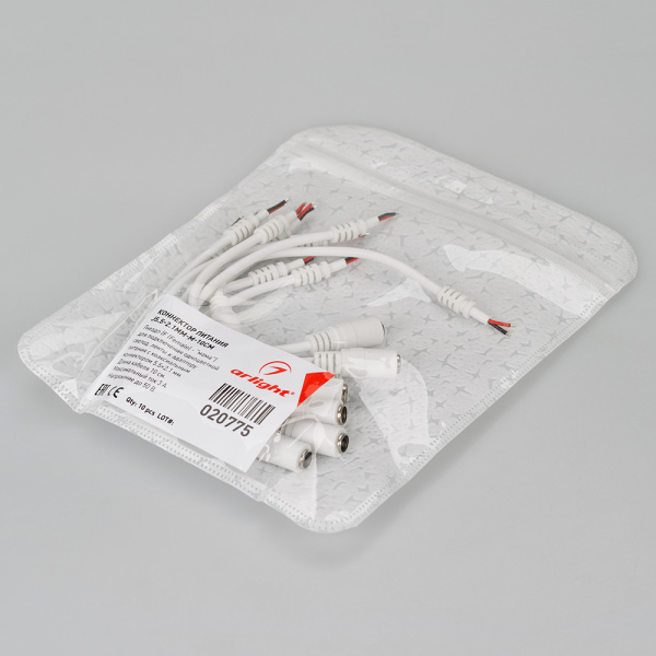 Arlight Коннектор питания J5.5-2.1mm-M-10cm (-)