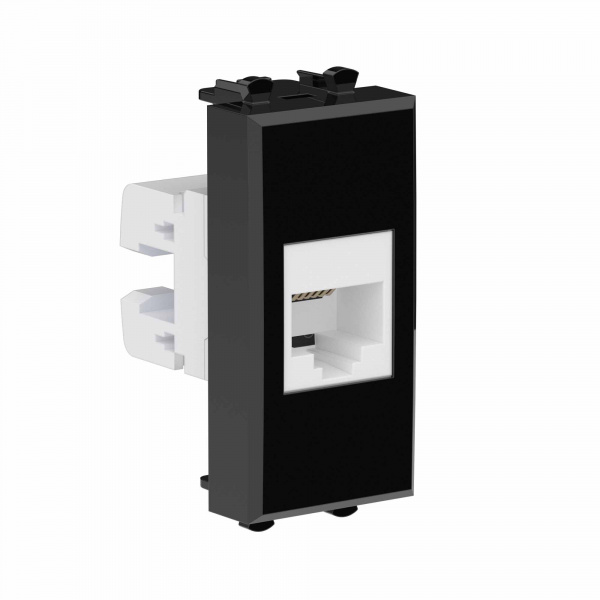 DKC Avanti Телефонная розетка RJ-12 без шторки модульная, Черный квадрат, 1 модуль