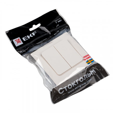 EKF PROxima Стокгольм Белый Выключатель 2-кл, 10А