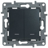 Legrand Etika Антрацит Переключатель 2-клавишный с подсветкой, 10А, авт. клем