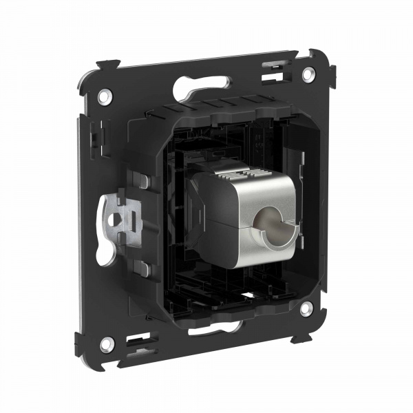 DKC Avanti Компьютерная розетка RJ-45 без шторки в стену, кат.6А одинарная экранированная, Черный квадрат