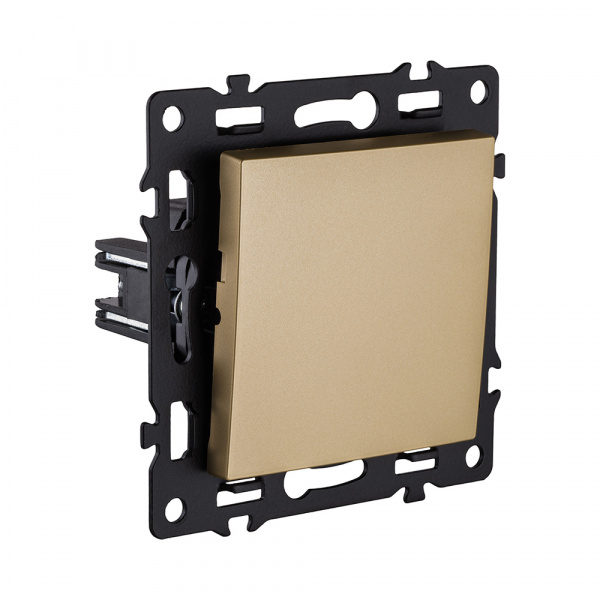 Выключатель 1-клавишный проходной 10А/250В, золотой Kollinger Asthetik AS-002GD