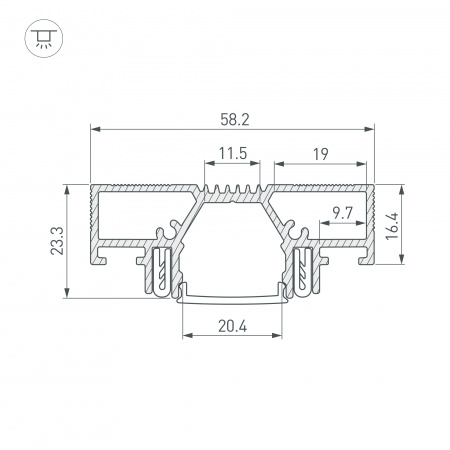 Arlight Профиль STRETCH-20-CEIL-D-CENTER-2000 BLACK (Алюминий)