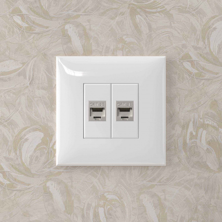 DKC Avanti Компьютерная розетка RJ-45 без шторки в стену, кат.5e двойная экранированная, Белое облако