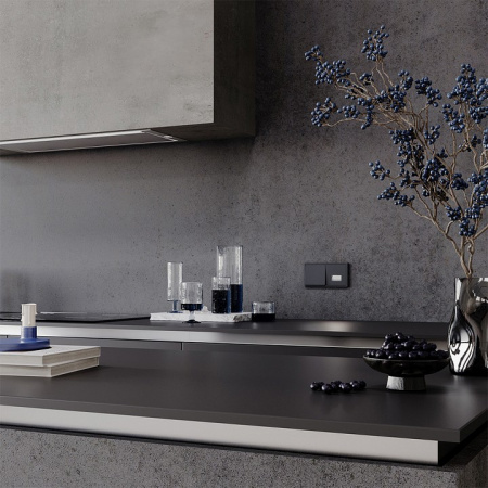 Выключатель встраиваемый VOLTUM S70 одноклавишный 10А, (графит)