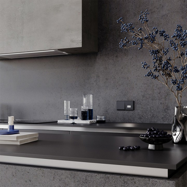 Выключатель встраиваемый VOLTUM S70 одноклавишный 10А, (графит)