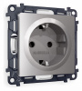 Комплект механизма электрической розетки ALFA MA506010 Сталь матовый с заземлением на винтовых зажимах 2P+E 16A-250V QUANT