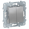 SE Unica New Алюминий Переключатель 2-клавишный, перекрестный, 2 x сх. 7, 10 AX, 250В