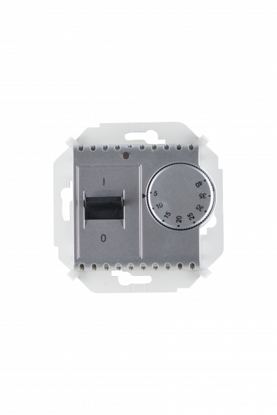 Simon 15 Алюминий Регулятор тёплого пола, с датчиком, 16А, 230В, 3600Вт, 5-40град, IP20