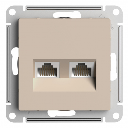 SE AtlasDesign Песочный Розетка двойная компьютерная RJ45+RJ45, кат.5E, механизм