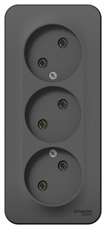 SE Blanca наруж Антрацит Розетка 3-ая б/з без шторок 16А, 250В, изолир. пластина