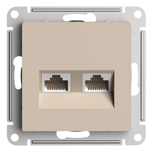 SE AtlasDesign Песочный Розетка двойная компьютерная RJ45+RJ45, кат.5E, механизм