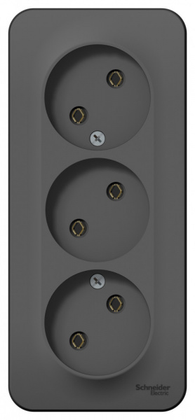 SE Blanca наруж Антрацит Розетка 3-ая б/з без шторок 16А, 250В, изолир. пластина