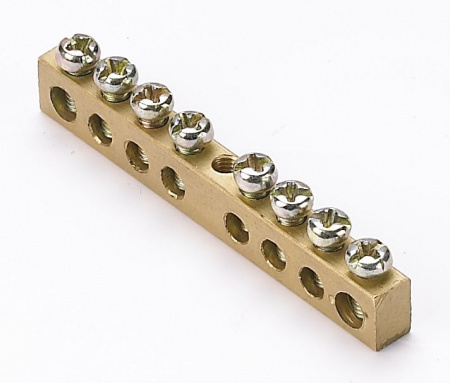 DEKraft ШН-101 Шина нулевая 8 групп/крепеж по центру, сеч. 6x9 мм, 100А