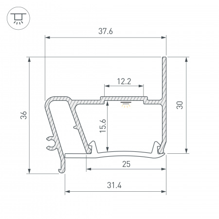 Arlight Профиль STRETCH-S-30-WALL-SIDE-2000 (STEP) (Алюминий)