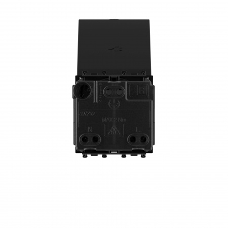 DKC Avanti Черный квадрат Розетка с крышкой 2P+E со шторками 2 модуля