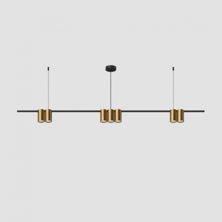 DK4063-BK+SG Подвесной светильник ORBIT, IP20, 7xGU10 LED до 15 Вт, черный + сатинированное золото, алюминий