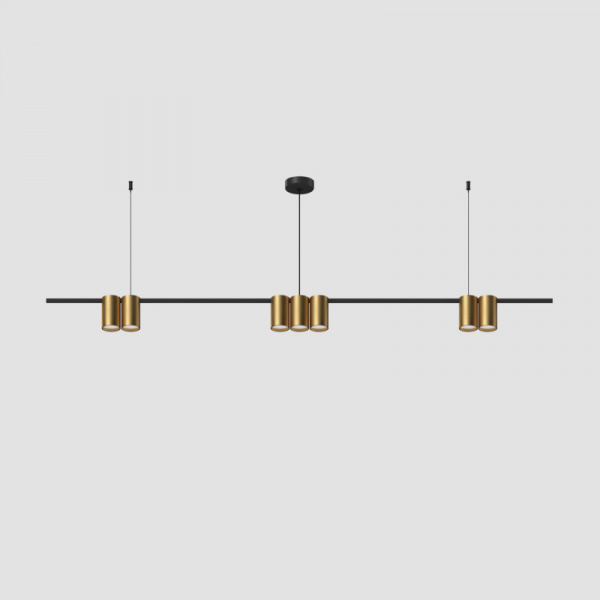 DK4063-BK+SG Подвесной светильник ORBIT, IP20, 7xGU10 LED до 15 Вт, черный + сатинированное золото, алюминий