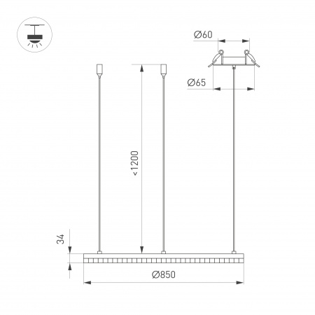 Arlight Светильник SP-DIAMOND-R850-40W Day4000 (BK, 45 deg, 230V, TRIAC) (IP20 Металл, 5 лет)
