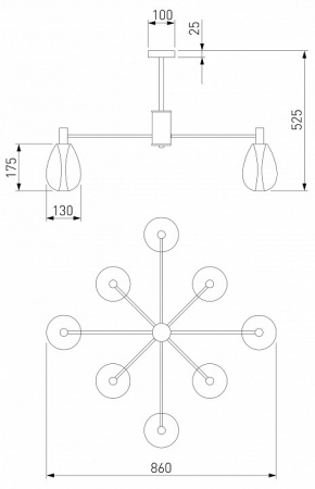 Потолочный светильник со стеклянными плафонами 60175/8 латунь Eurosvet Magma Потолочный светильник со стеклянными плафонами 60175/8 латунь Eurosvet Magma