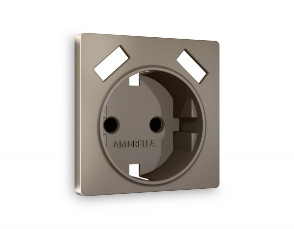 Лицевая панель ALFA (Темная бронза матовый) для электрической розетки с заземлением со шторками 2USB A+A QUANT AP6390