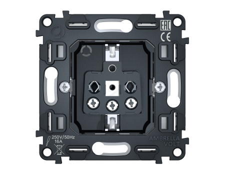 Механизм электрической розетки 16A-250V 2P+E с заземлением на винтовых зажимах QUANT VM141