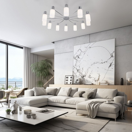 Умная потолочная люстра со стеклянными плафонами 70160/12 хром Eurosvet Vegga