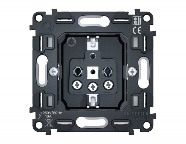 Механизм электрической розетки 16A-250V 2P+E с заземлением на винтовых зажимах QUANT VM141