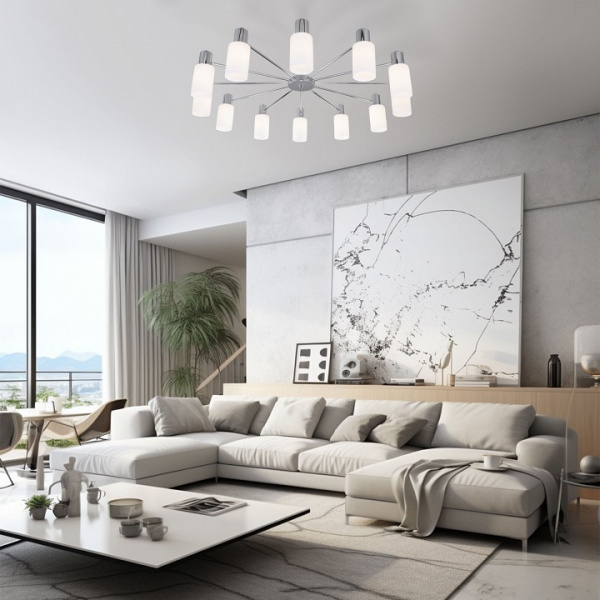 Умная потолочная люстра со стеклянными плафонами 70160/12 хром Eurosvet Vegga