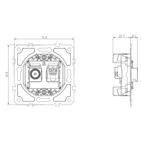 Donel Механизм розетки RJ45/TV cat.6, ClassE-8/0-2400 МГц, серия DB, DB36200