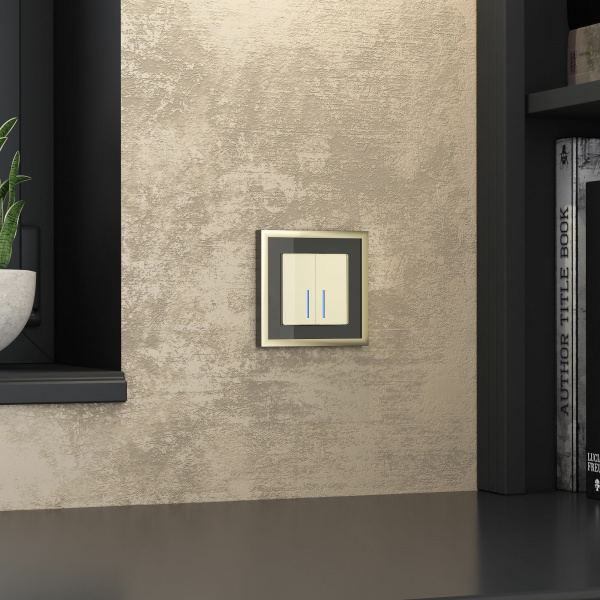 Рамка из металла на 1 пост Baguette черный/латунь W0012852