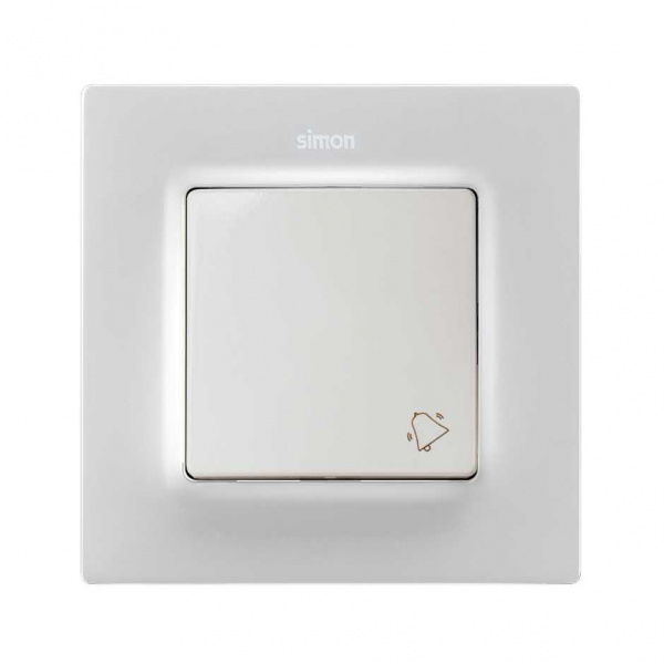 Simon S82 Concept Матовый белый, Клавиша для выключателя с подсветкой и пиктограммой "звонок"