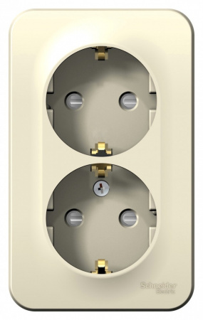 SE Blanca наруж Молочная Розетка 2-ая с/з со шторками, 16А, 250В