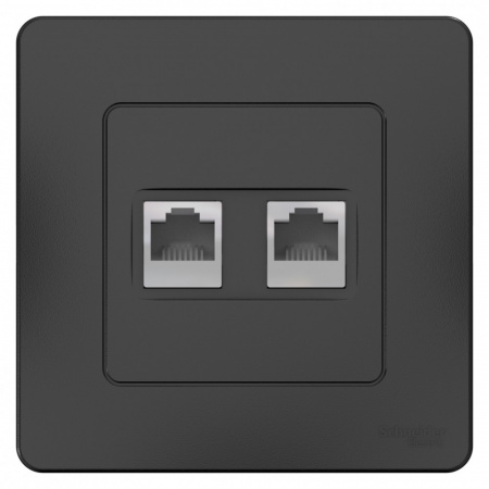 SE Blanca внутр Антрацит Розетка 2-ая КОМП/ТЛФ, RJ45+RJ11