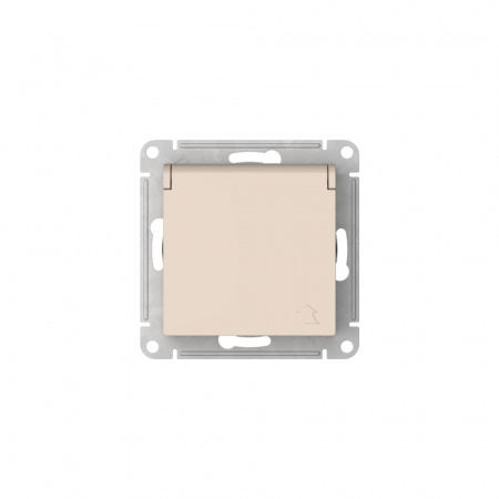 Systeme Electric AtlasDesign Бежевый Розетка с заземл. со шторк. с крышкой, 16А,IP20,мех., быстрозажим. клем.