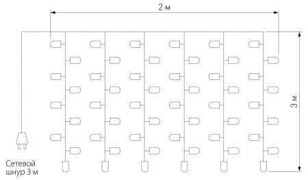 Гирлянда занавес теплый белый с эффектом мерцания 2*3м IP65 200-101 теплый белый с эффектом мерцания Eurosvet 200-101