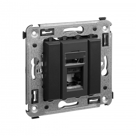 DKC Avanti Черный матовый Компьютерная розетка RJ-45 один  категория 6