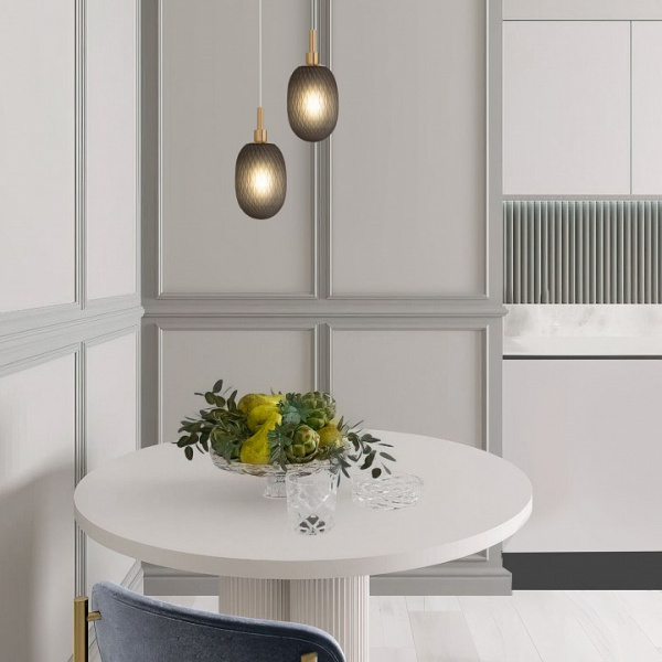 Подвесной светильник со стеклянным плафоном 50266/1 дымчатый Eurosvet Pineapple