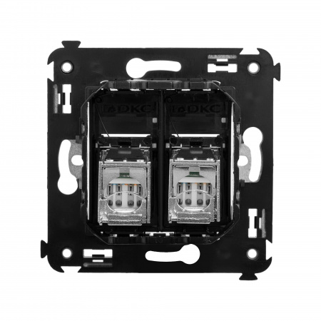DKC Avanti Черный квадрат Компьютерная розетка RJ-45 двойная  категория 5e экранированная