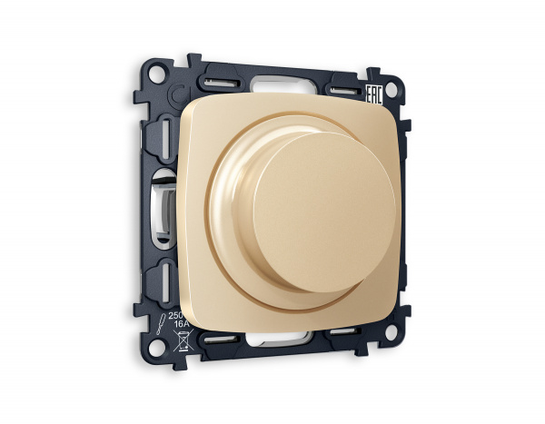 Комплект механизма светорегулятора универсального поворотно-нажимного OMEGA MO605510 Шампань 25-600W/LED 5-300W QUANT