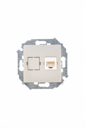 Simon 15 Шампань Розетка компьютерная 1-ая RJ45 кат.5е