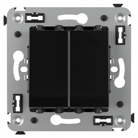 DKC Avanti Черный квадрат Выключатель двухклавишный