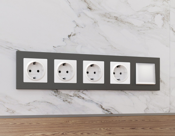 Рамка ALFA Techno (Графит Мягкое касание) 5-ая AF220805