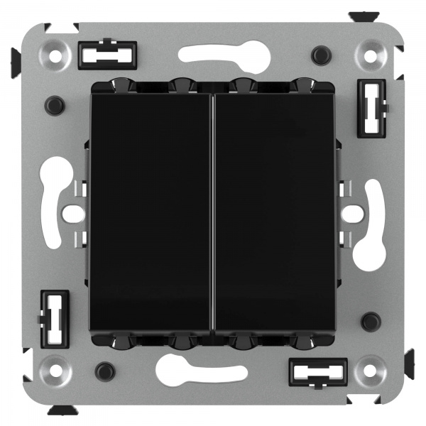 DKC Avanti Черный квадрат Выключатель двухклавишный