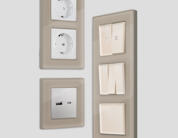 Рамка ALFA Arctic (Серо-бежевый Стекло органическое) 4-ая AF580364