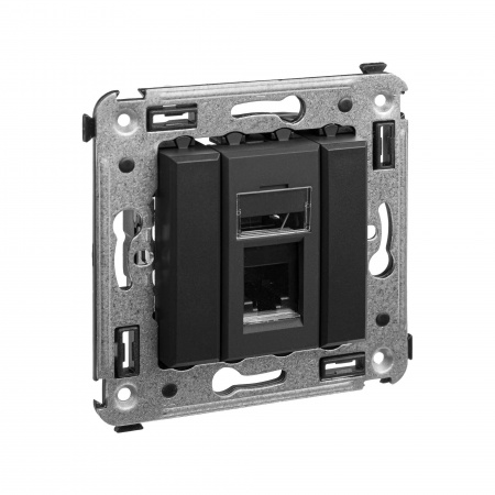 DKC Avanti Черный матовый телефонная розетка RJ-12 одинарная