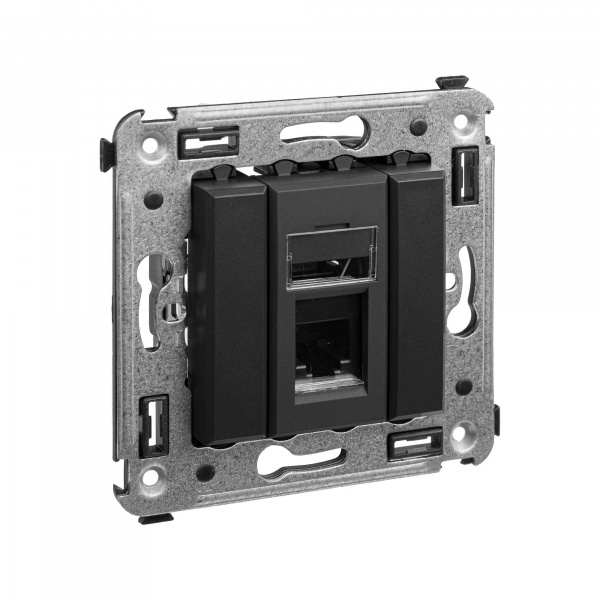 DKC Avanti Черный матовый телефонная розетка RJ-12 одинарная